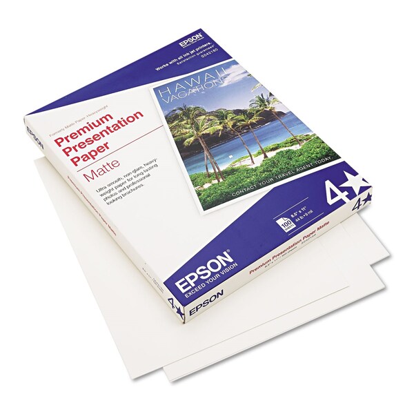 Premium Matte Presentation Paper, 9 mil, 8.5 x 11, Matte Bright White, PK100